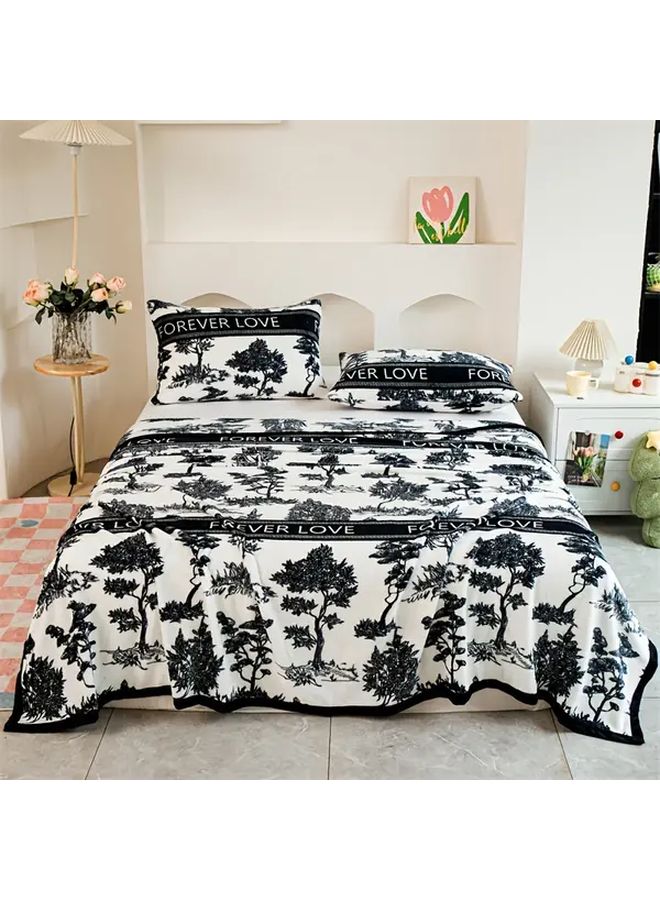 Ink Painting Floral Bed Blanket 59x79 Inch Vintage Woven Flower Fleece Throw All Season Machine Washable - Image 2
